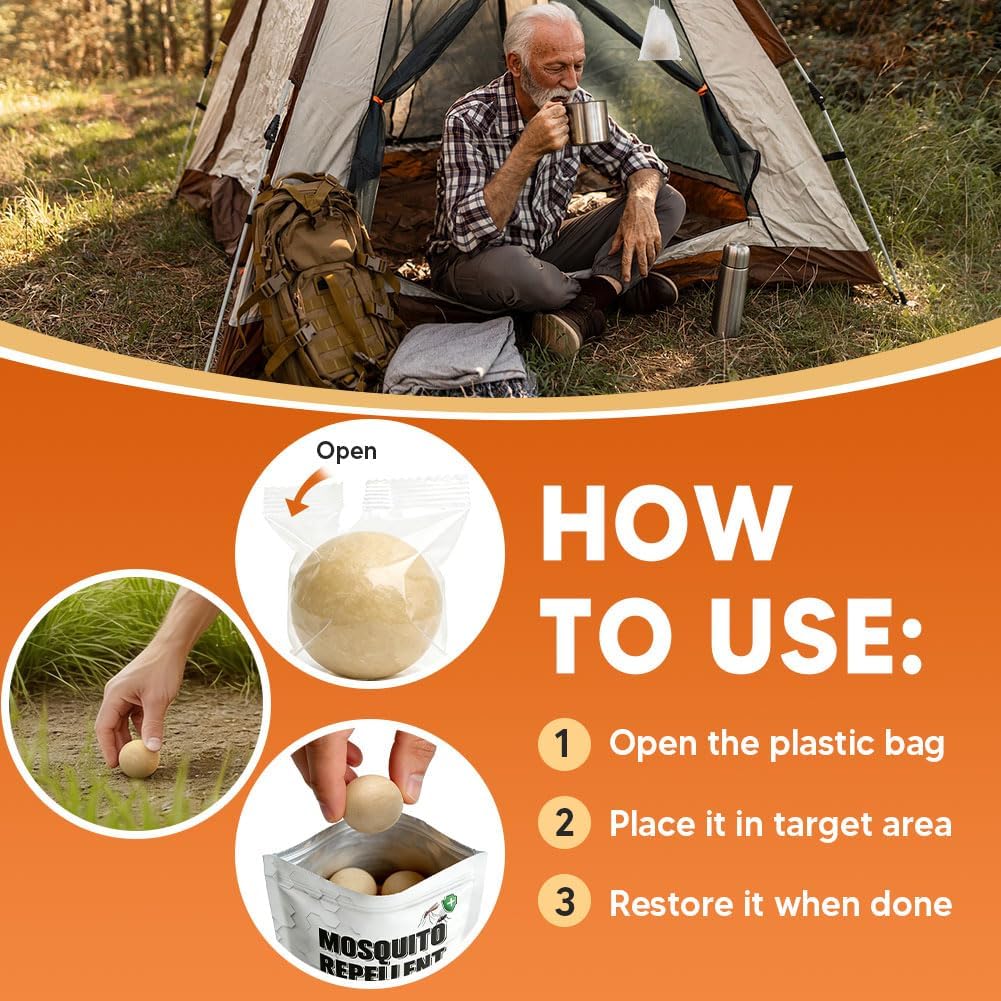 SCFKAOF Mosquito Repellent Balls - Effective Outdoor & Indoor Deterrent | 120 Sq. Ft Coverage, 60 Days Protection - 8 Packs