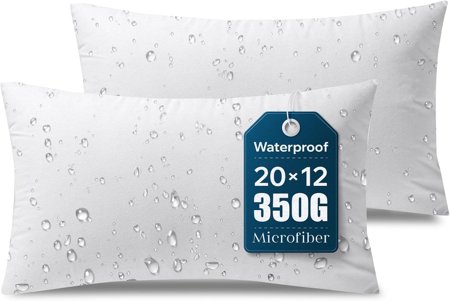 Phantoscope Premium Outdoor Pillow Inserts - Water Resistant Decorative Throw Pillows | 12 x 20 Inches, Pack of 2