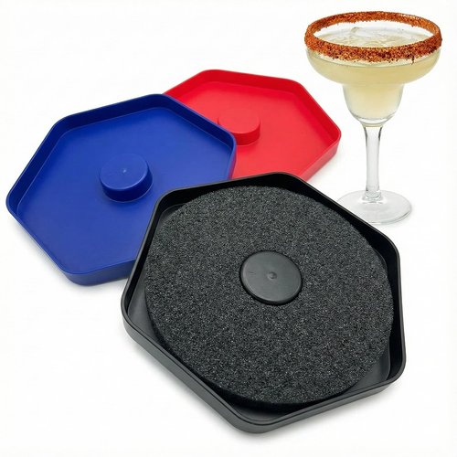 Dulzstud Margarita Salt Rimmer Set of 3, Bar Glass Rimmer for Cocktails Drinks, Drink Salt and Sugar Rimmer Tray, Bar Tool Accessories