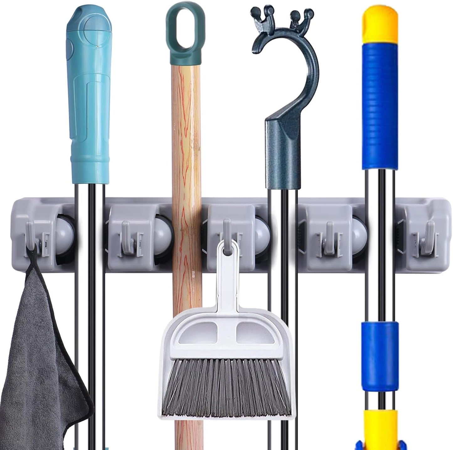 Skiennix Mop And Broom Holder - Wall-Mounted Organizer For Closet, Laundry Room & Garage Storage