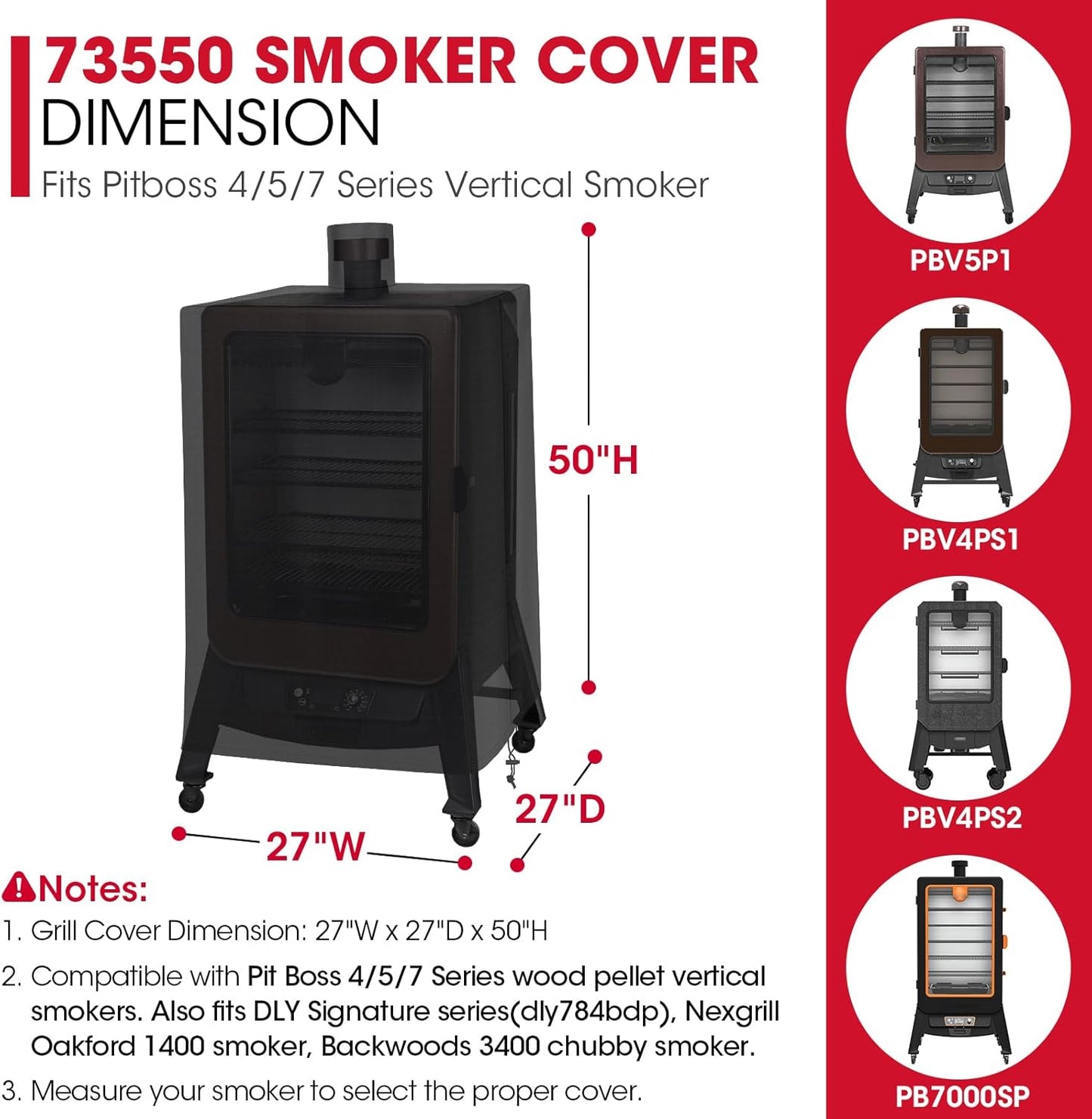 Unicook Vertical Smoker Cover - Waterproof BBQ Protector for Pit Boss 4, 5, 7 Series Grills
