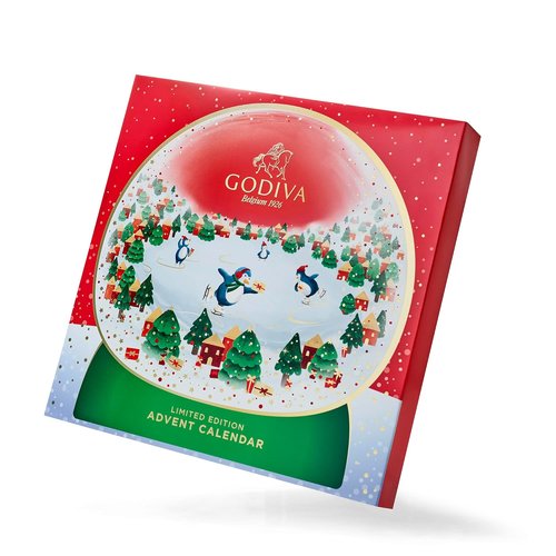 Godiva 2025 Advent Calendar - Limited Edition Deluxe Snowglobe Chocolate Assortment | 24-Piece Holiday Gift Box