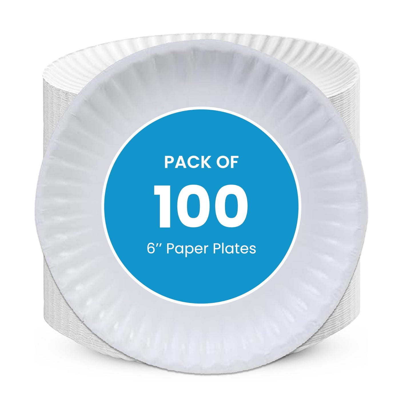 Perfectware- 6" Uncoated Paper Plates for Daily Use/Crafts/Events and Much More -Pack of 100ct