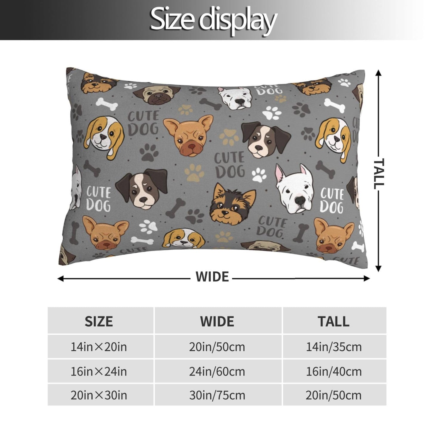 Pillow Cases Pillow Covers Standard Size Cute Dog Pillow case Pillow Protector, Soft,with Zipper Pillow case 20"x30"