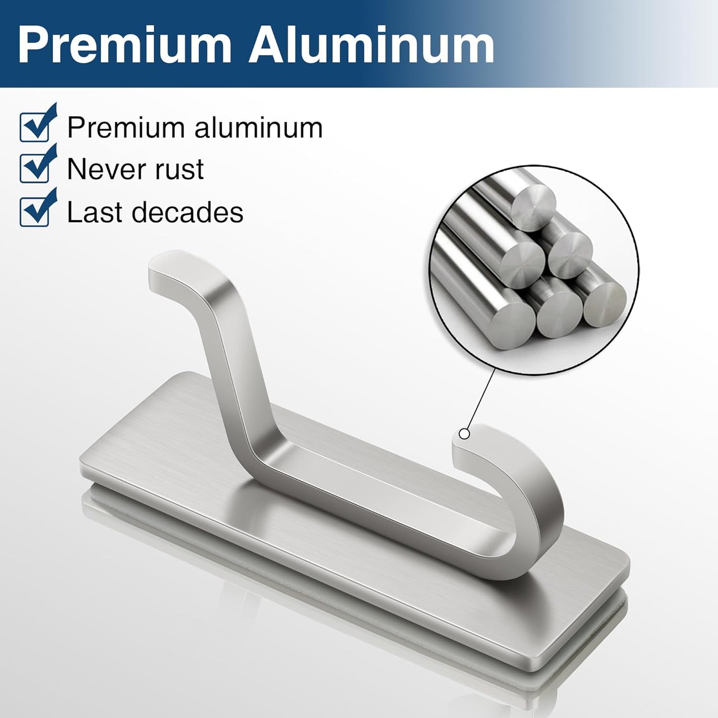 Pickpiff Wall Hooks - 13LB Strong Adhesive Coat and Towel Hanger in Brushed Nickel Finish