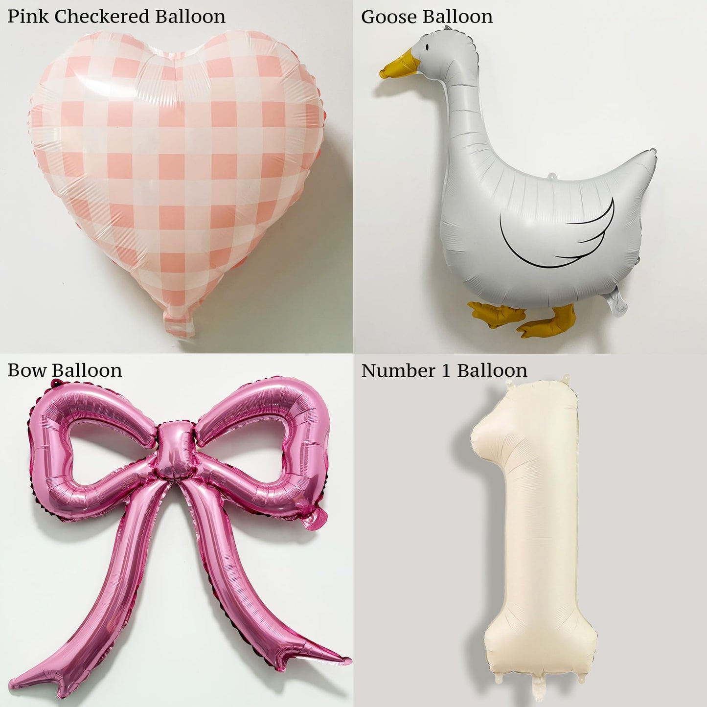 One Silly Goose 1st Birthday Decorations Girl – 40 Inch Number 1 Balloon, Goose Balloons with Pink Bow & Hats, Cute Baby Girl First Birthday Party Supplies