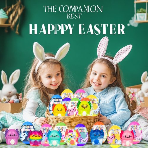 24 Pack Prefilled Easter Eggs with Slow Squishy Toys Axolotl Toy Easter Eggs Filled for Kids Boys Girls Easter Basket Stuffers Party Favors Easter Egg Fillers Hunt