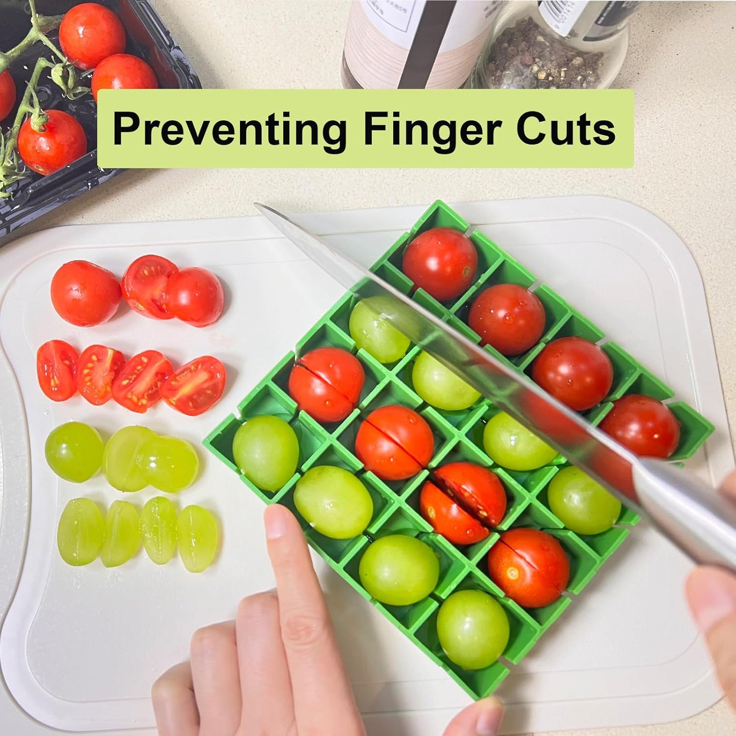 Skiennix Cherry Tomato Cutter - Food Grade Slicer for Quick Half & Quarter Cuts | 16-Piece Set