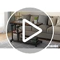 Tribesigns Height Adjustable C Table with Wheels Black Oak - Mobile Sofa & Bed Side Tray with Tiltable Drawing Board