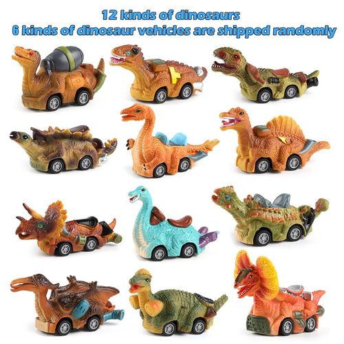 Cherislpy 6 Pack Jumbo Eggs with Dinosaur Pull Back Cars Toys Inside for Kids Boys Toddlers Easter Basket Stuffers Party Favors Easter Egg Fillers