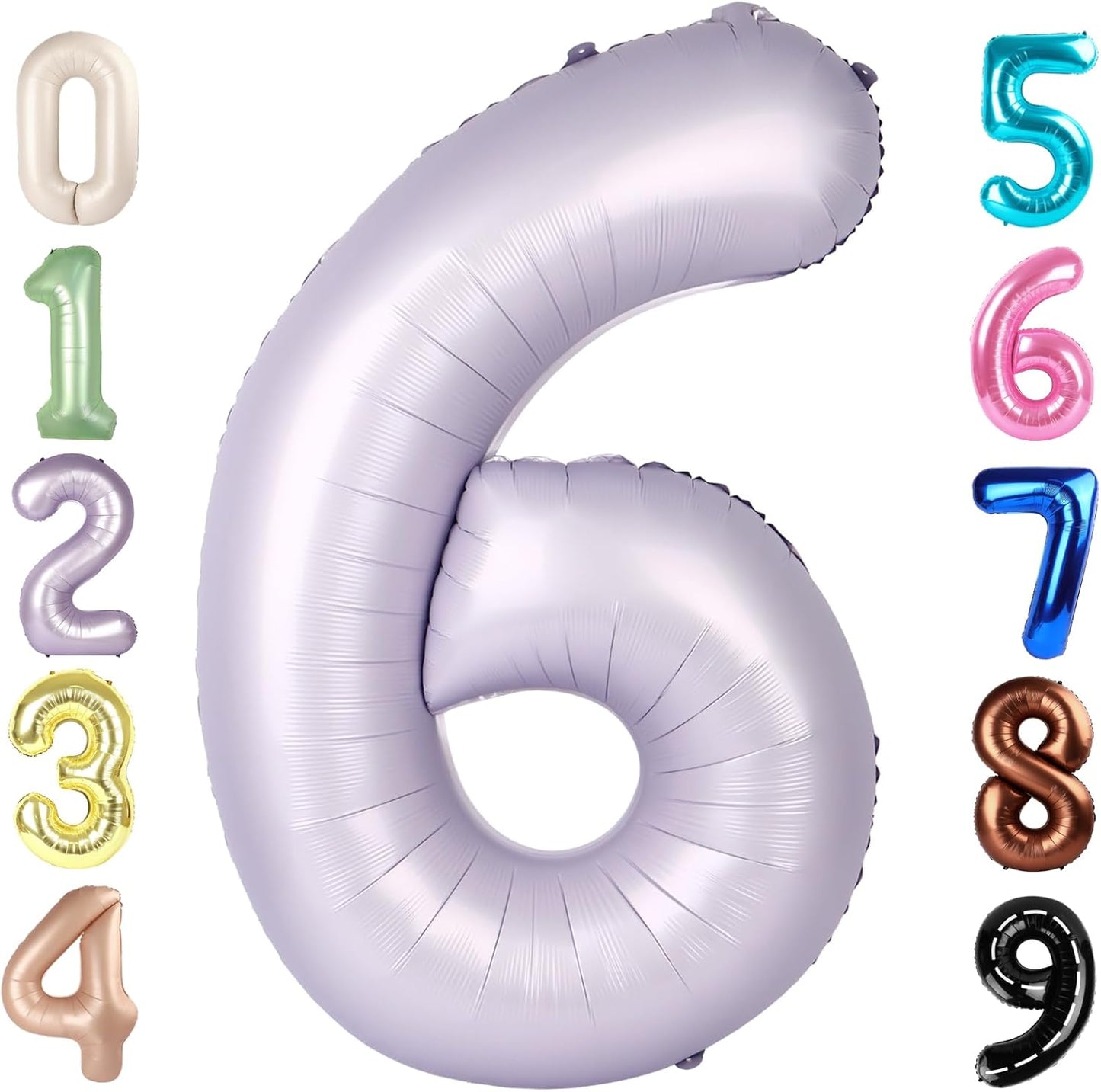 Number 6 Balloon - 40 Inch Cream Purple Birthday Decoration for Boys & Girls | Perfect for 6th Birthday Celebrations