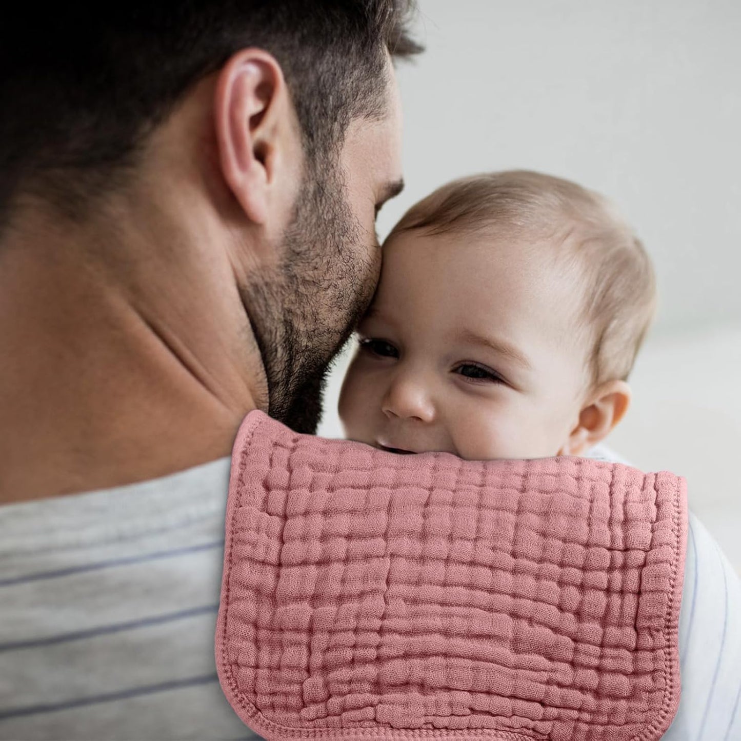 Looxii Muslin Burp Cloths - Ultra Soft & Absorbent 6-Layer 100% Cotton | 20" x 10" | Perfect for Baby Girls in Gradient Pink