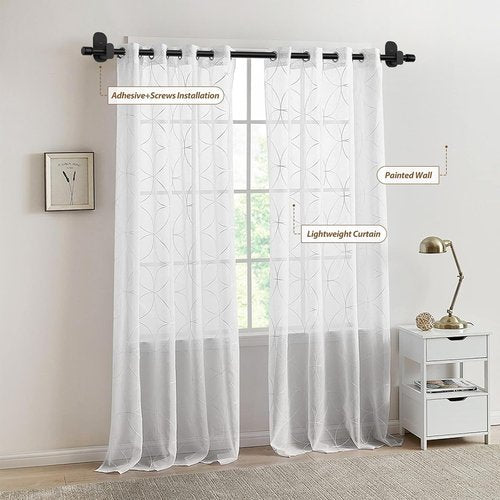 HOTOZON No-Drill Curtain Rods - Adjustable 32 to 86 Inches | Renter-Friendly Black Drapery Rods