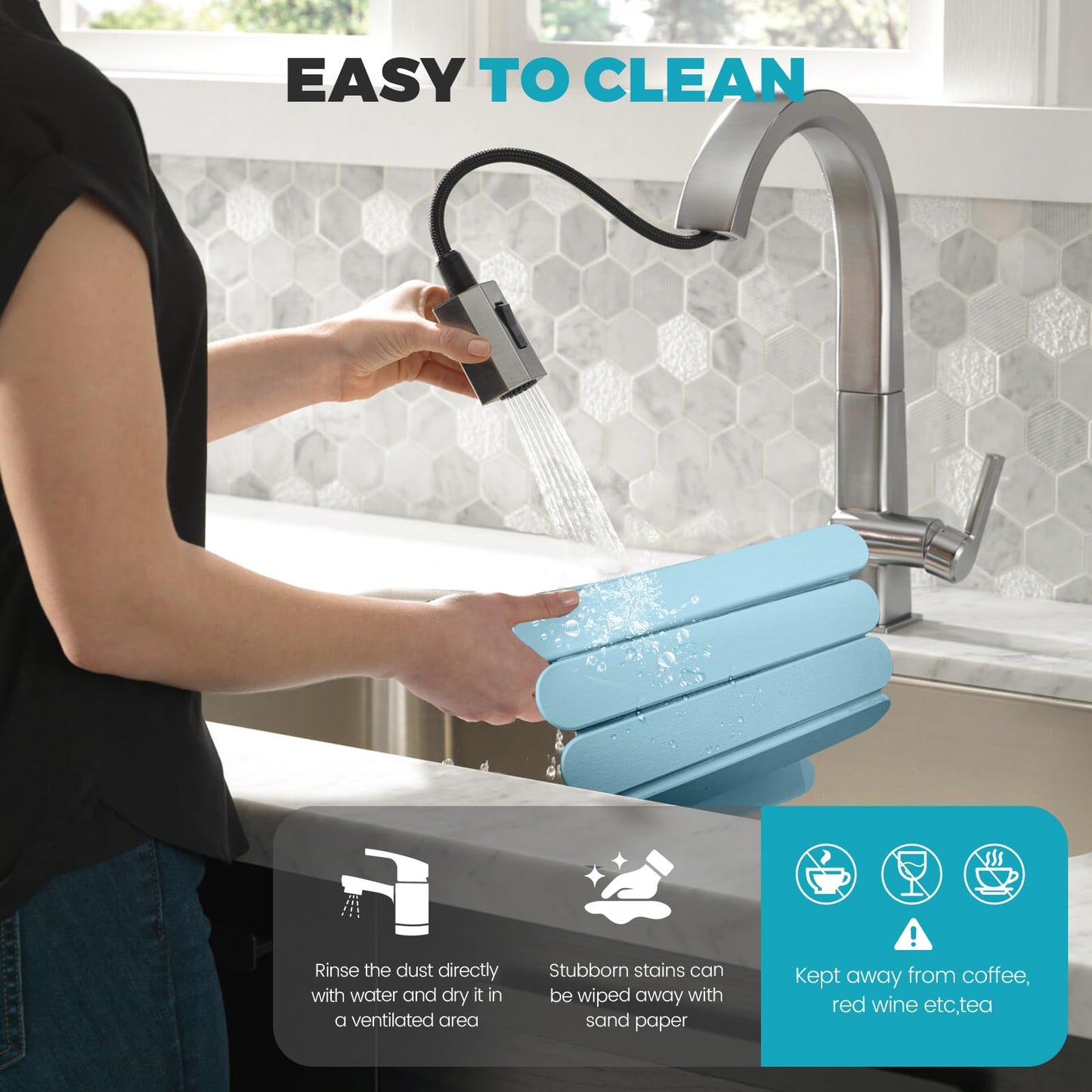Extral Large Quick Dry Stone Drying Mat for Kitchen Counter,24"(L)x16"(W) Collapsible Eco-Friendly Absorbent Diatomaceous Earth Mat for Dishes Cups,Dish Drying Mats for Any Countertop ﻿