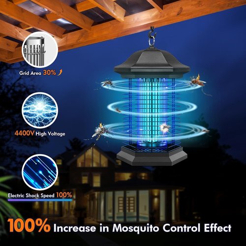 AMUFER Bug Zapper | 18W Mosquito Repellent with 4400V Grid | 1/2 Acre Coverage for Patio & Backyard