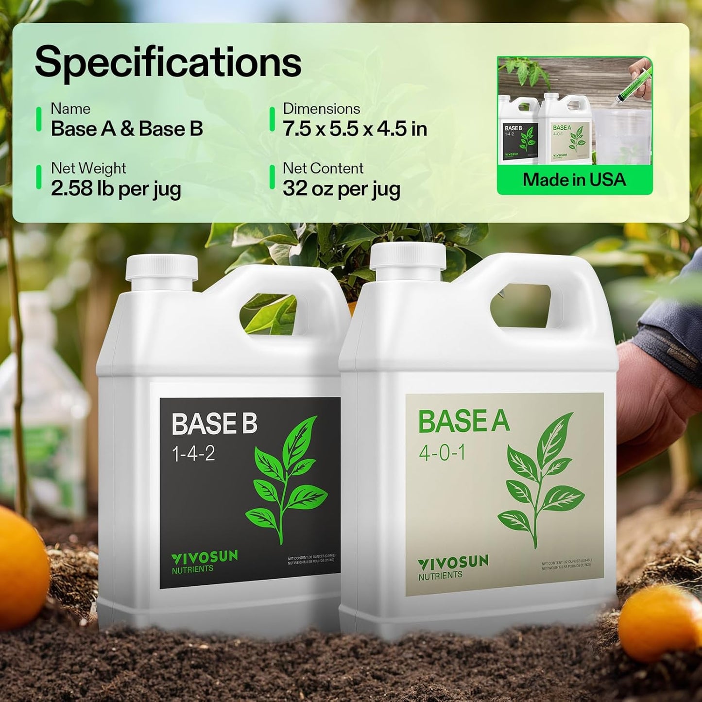 VIVOSUN Hydroponic Fertilizer Bundle - Liquid Nutrients A & B for Optimal Plant Growth | Quart Set