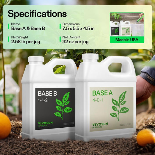 VIVOSUN Liquid Nutrients Base A & B Bundle, Grow Big Hydroponic Fertilizer, Supports Vegetative and Flowering Stages for Outdoor, Indoor Plants, Best Plant Food, Set of Quarts