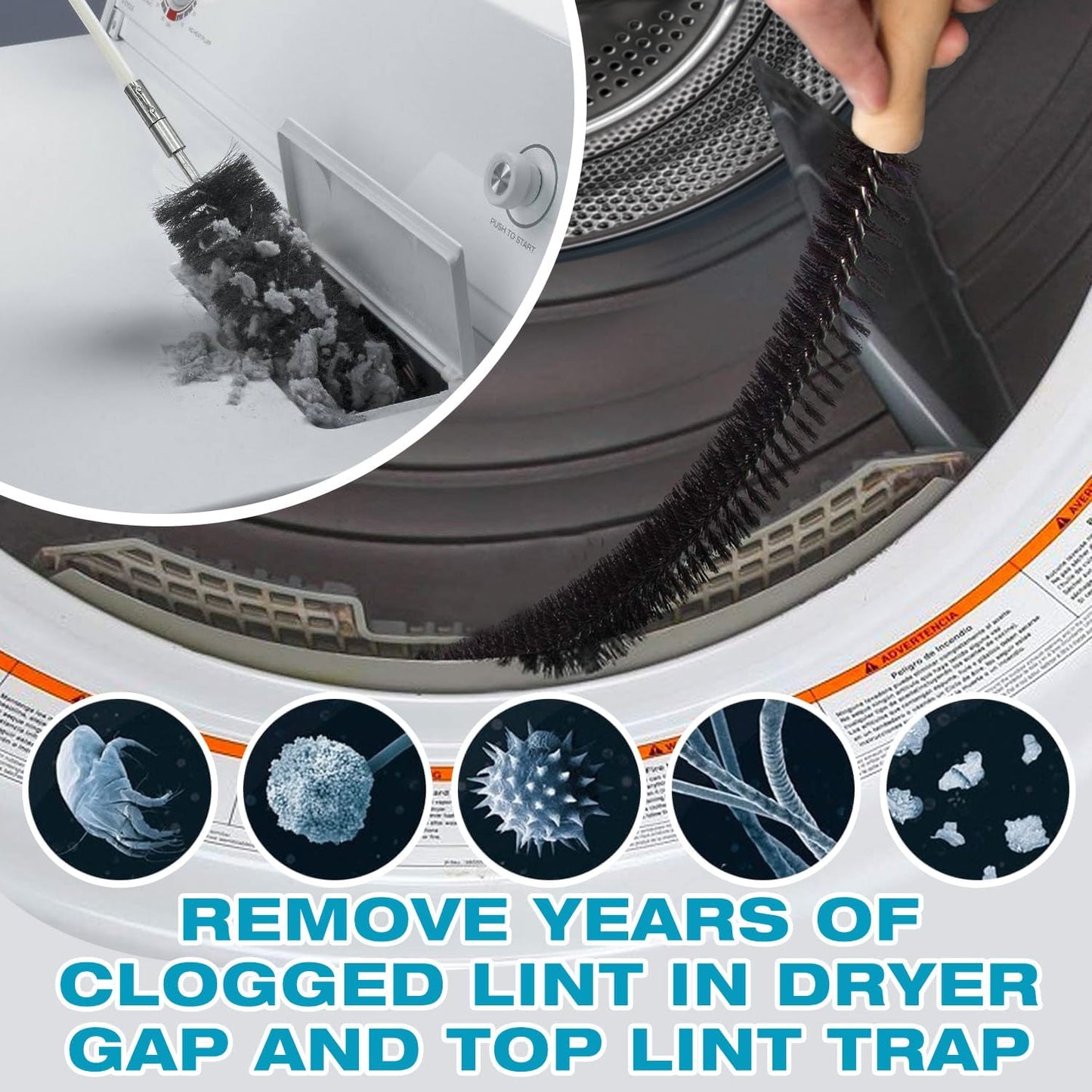Sealegend 58-Piece Dryer Vent Cleaner Kit - 35-Foot Lint Removal Tools with Omnidirectional Vacuum Attachment & Brush