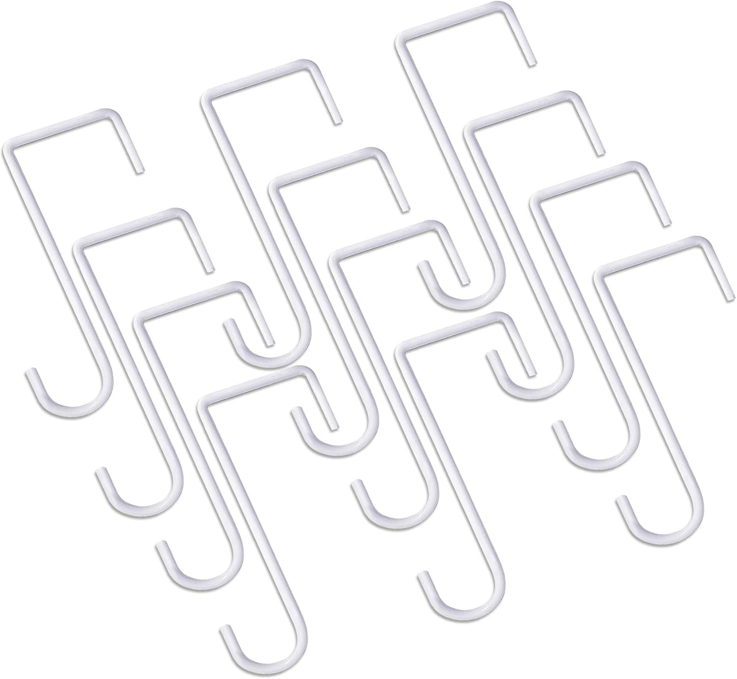 JOYSEUS Vinyl Fence Hooks - 12pcs White Powder Coated Steel Hangers for Plants & Lights | 2 x 6 Inches