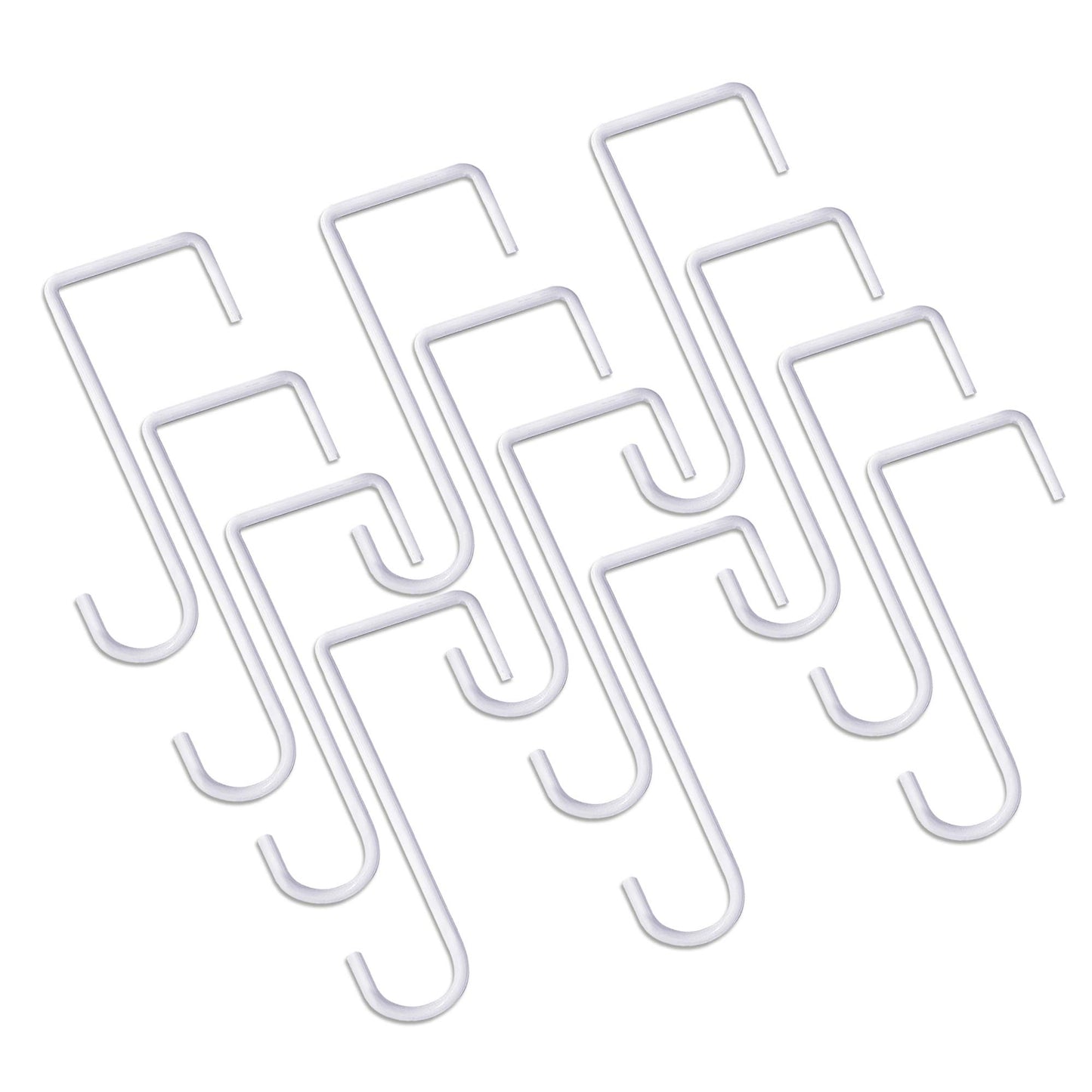 JOYSEUS 12pcs Vinyl Fence Hooks, 2 x 6 Inches Patio Hooks, White Powder Coated Steel Fence Hooks Hangers for Hanging Plants, Lights, Pool Equipment…