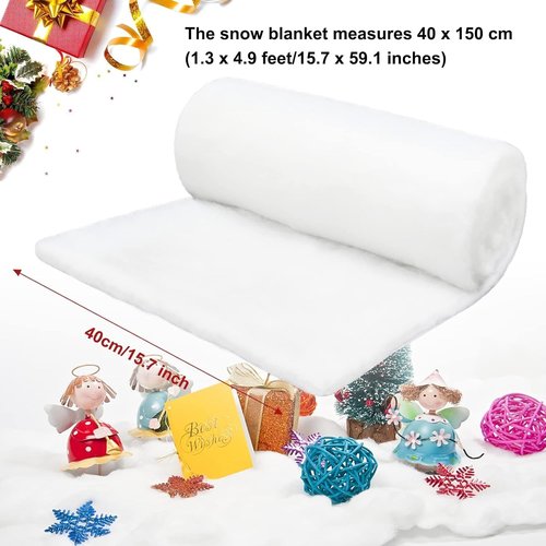 Christmas Snow Blanket - Fluffy Faux Snow Roll for Tree Base Cover | 4.9x1.3ft White Winter Decor