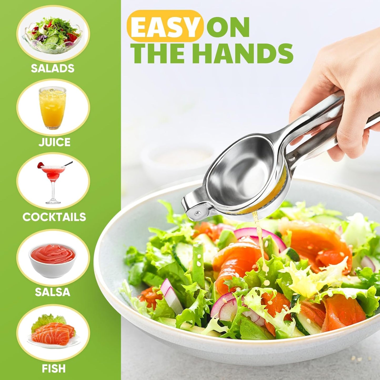 Skiennix Lemon Squeezer - Heavy Duty Stainless Steel Citrus Juicer | Easy Clean Manual Press