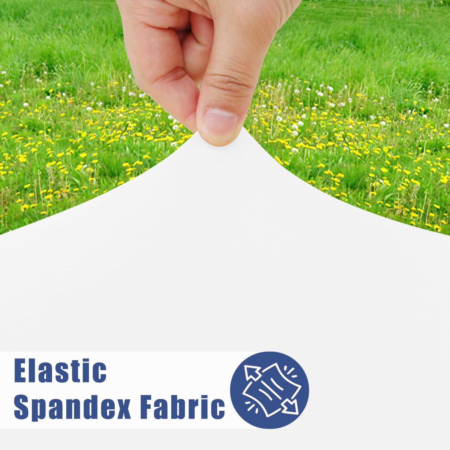 Moosfor Spandex 6 Foot Rectangle Table Cloth 2 Pack, Elastic Fitted Tablecloths for Picnic, Stretch Washable Patio Table Cover for Outdoor, Camping, Banquet and Parties (White, 30"x72")