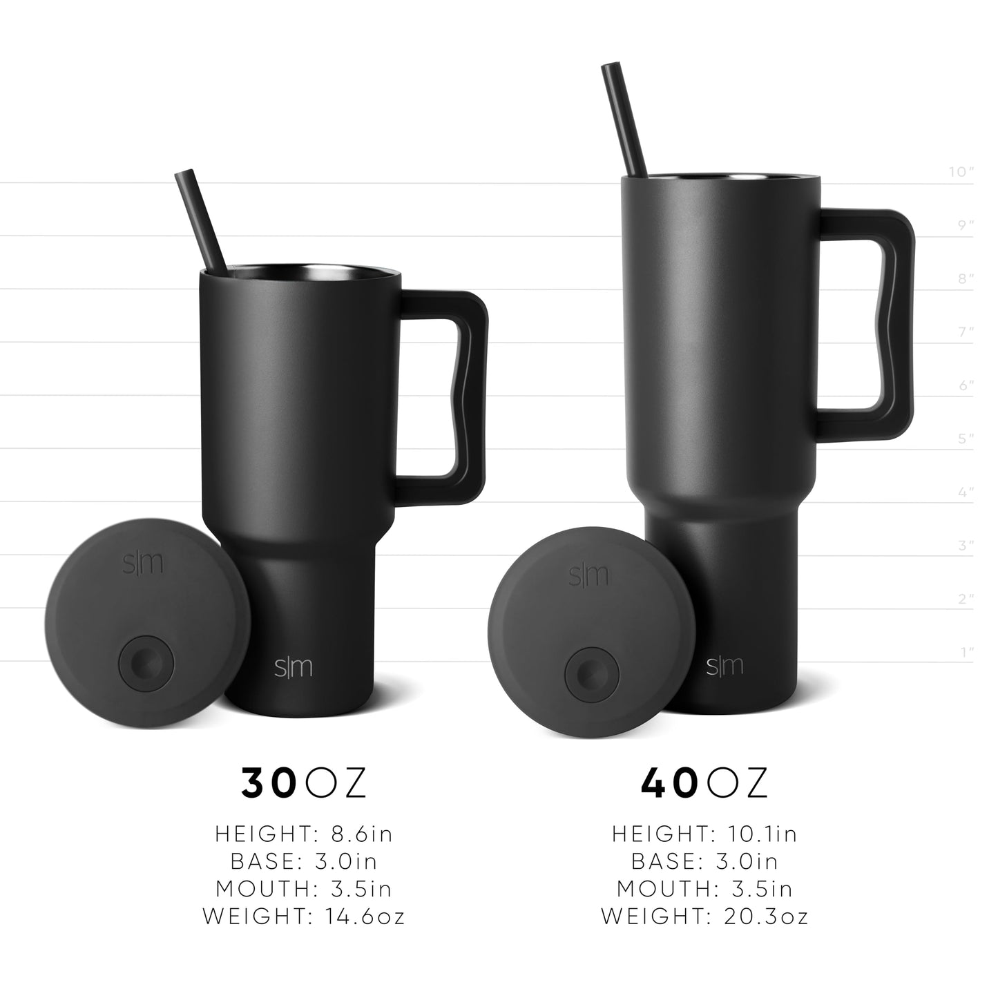 Simple Modern 30 oz Trek Tumbler with Handle and Straw Lid | Cup Holder Friendly Insulated Stainless Steel Travel Mug | Winter White
