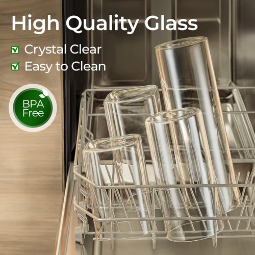 ComSaf 1.9 Qt Glass Storage Containers - Clear Square Canister Set of 3 for Pantry Organization