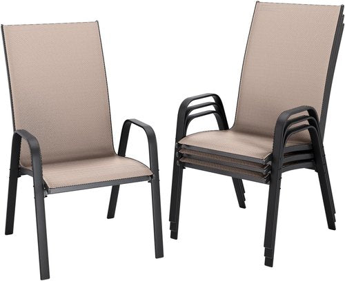 JEAREY Outdoor Dining Chairs Set of 4 - Stackable All-Weather Furniture for Lawn, Garden, Poolside | Brown
