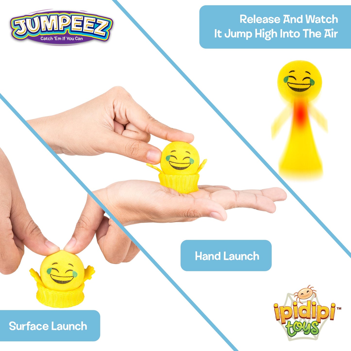 IPIDIPI TOYS Jumpeez LED Rocket Poppers – 24-Pack Light Up Spring Launcher Toys - Birthday Party Favors, Goodie Bag Stuffers, Classroom Prizes for Boys & Girls