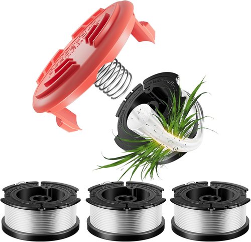 Black & Decker AF-100 Weed Eater Strings - 5 Pcs Replacement Spool Set with 120ft Line & Cap