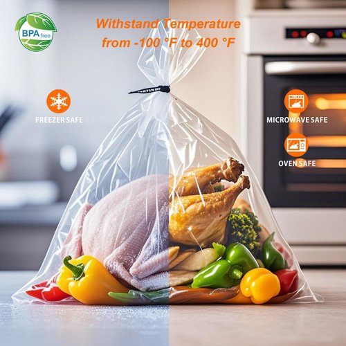 EDYCARX Nylon Turkey Bags 19" x 23.5", 100 Pack, 5 Gallon Multi-Purpose Oven Bags for Cooking Baking & Harvesting, Smell Proof, Oven Cooking Safe