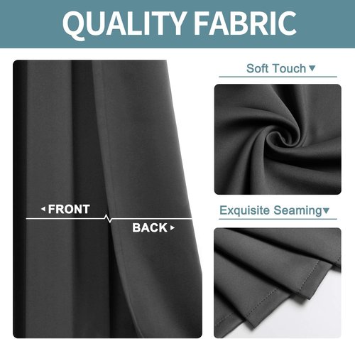 ChrisDowa Small Window Curtains - Grommet Thermal Insulated Room Darkening Panels (Dark Grey, 42 x 36 Inch)