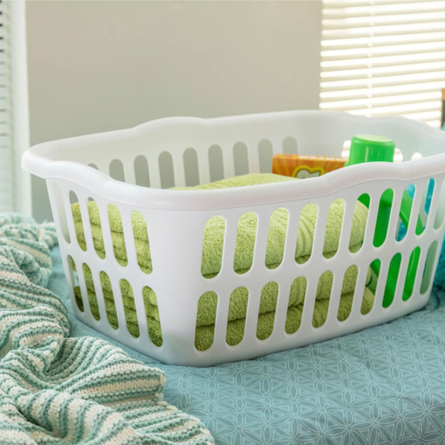 Sterilite Rectangular Laundry Basket - 12-Pack Plastic Hamper, 1.5 Bushel, White | Ideal for Bedroom & Bathroom Storage