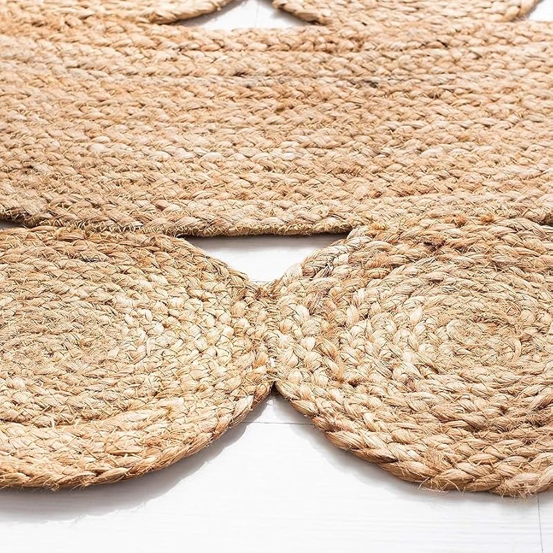 GRUHUM Natural Jute Area Rug 6ft Round Hand Woven Boho Farmhouse Decor