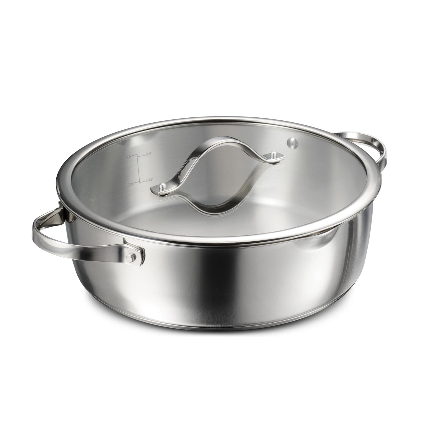 Tramontina Tempo Tri-Ply Base Stainless Steel 5-Quart Dutch Oven Pot with Glass Lid, Induction-Ready, Oven-Safe, Dishwasher-Safe