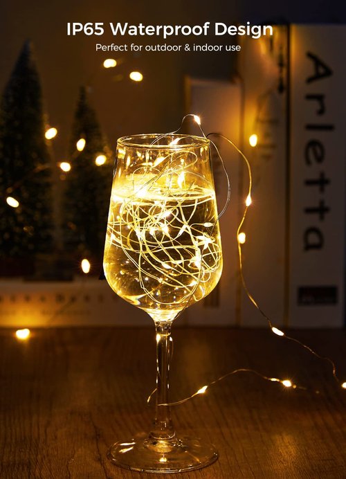 Brightown 24 Pack Fairy Lights Battery Operated String Lights 7 Feet 20 LED Waterproof Christmas Light Silver Wire Firefly Starry Moon Light for Bedroom DIY Party Wedding Patio Christmas