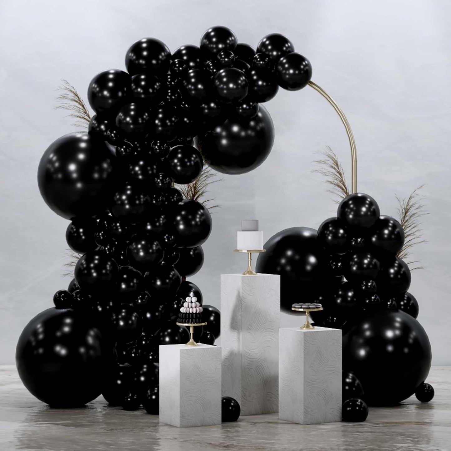 PartyWoo Black Balloons - 145-Piece Arch Kit with Various Sizes for Baby Showers, Birthdays & More