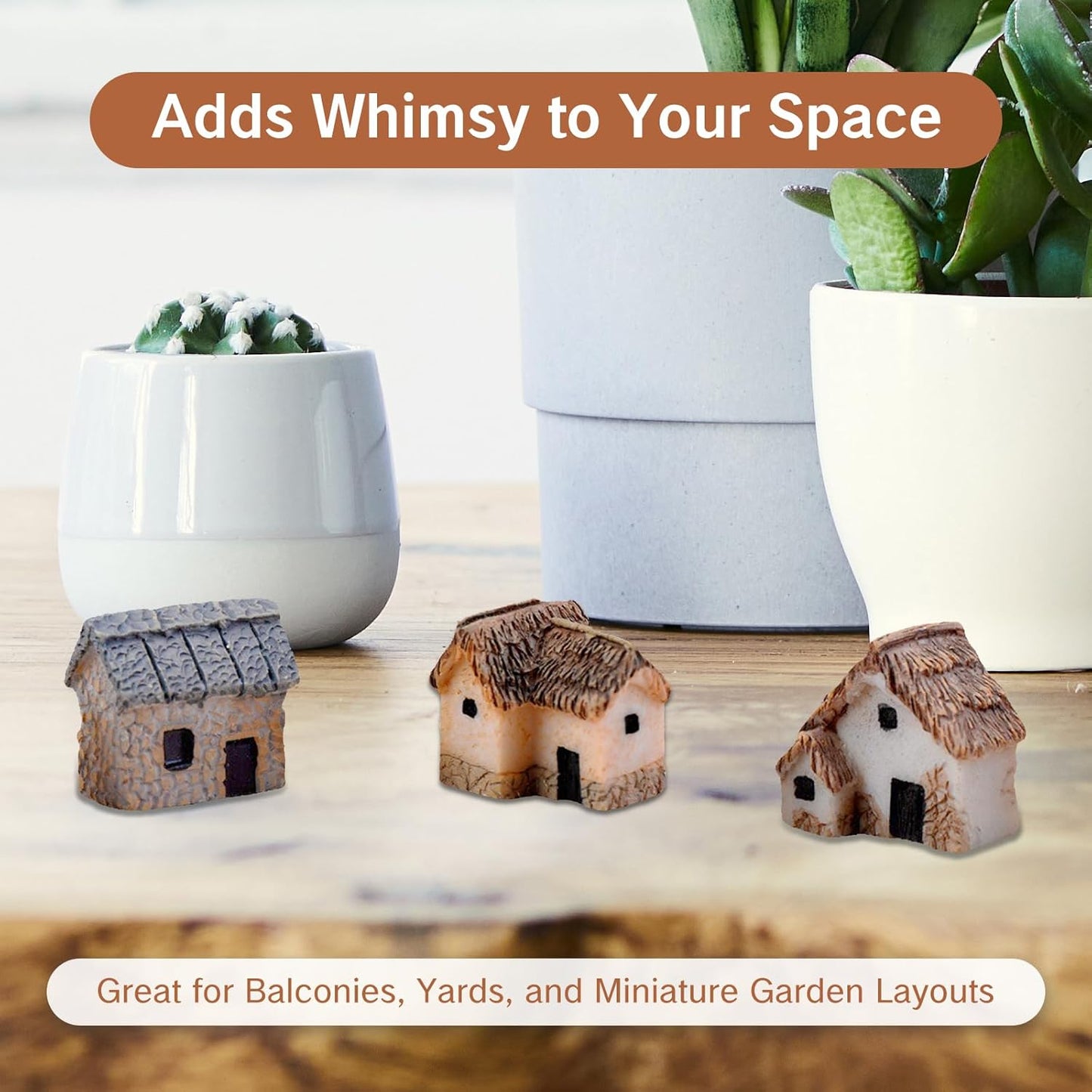 Skiennix Miniature House Village Set - 12pcs Resin Figurine Buildings for Fairy Garden Decor | Perfect for Bonsai & Succulents