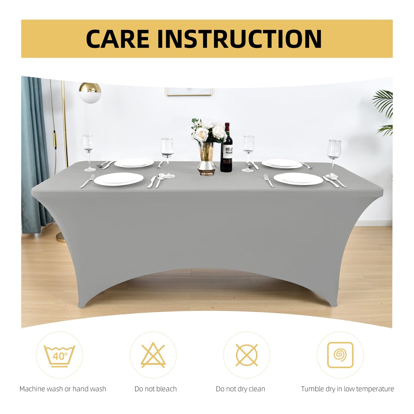 ZarzaaSik 114 10-Pack 6ft Spandex Table Covers for Rectangle Standard Folding Tables - Wrinkle Resistant Stretch Tablecloths - Ultimate Fitted Table Protector for Parties, Banquet, and Wedding