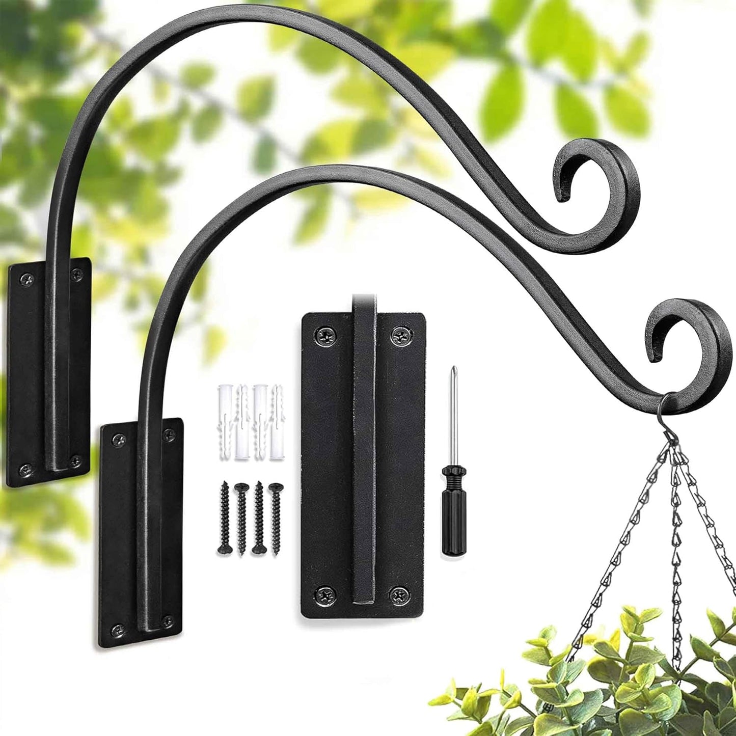 Lifyzoon Heavy Duty Plant Hanger Bracket - 16 Inch Metal Wall Hooks | 80lbs Capacity for Indoor/Outdoor Use