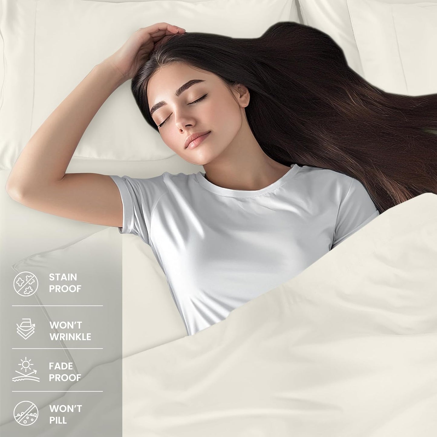 Utopia Bedding Queen Size Sheet Set - Soft, Breathable Microfiber - 4-Piece Ivory Set with Fitted Sheet, Flat Sheet & Pillowcases