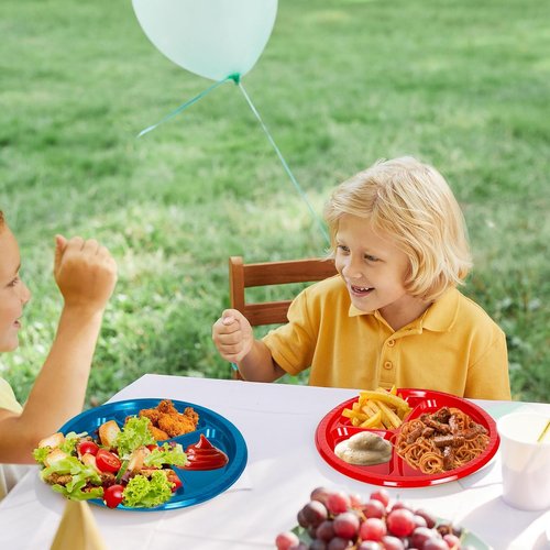 FYSUIMU 90Pcs 10-Inch Divided Plates - Patriotic Plastic Serving Trays for 4th of July & Memorial Day