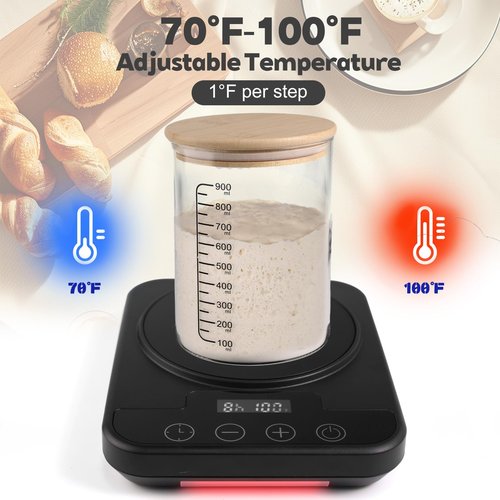 Horsmiyala Sourdough Starter Warmer, Sourdough Warmer for Starter with 1°F Precision Temperature Control 70-100°F, Memory Function, Heating Pad for Bread Proofing (Black)