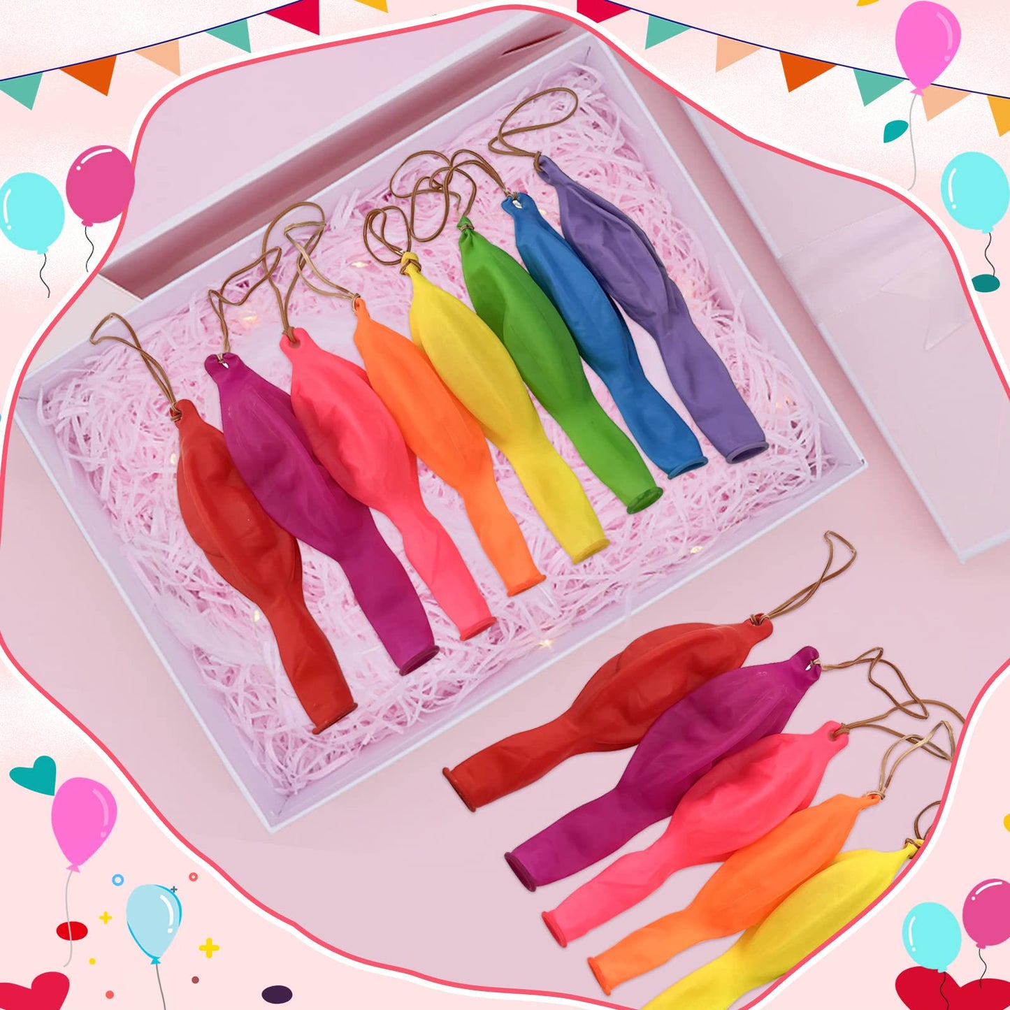 JULLIZ 48pcs Punch Balloons, Punching Balloon Party Favors for kids, Neon Bounce Balloons with Rubber Band for Carnival, Fun, Gift Bag Party Favors