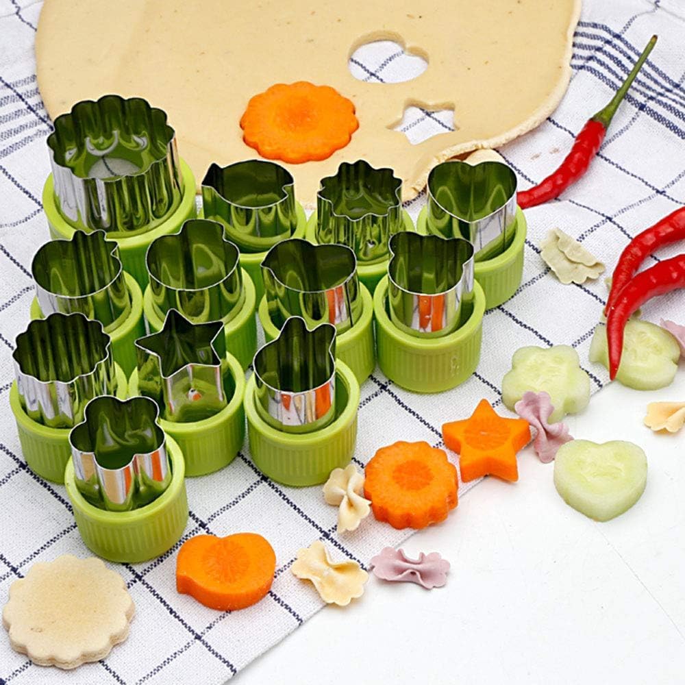 LetGoShop Cookie Cutter Set - 12 Fun Shapes with Safety Handle & Cartoon Food Forks for Kids Lunch