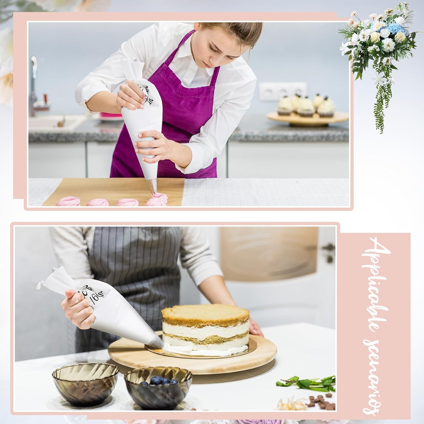 Nuogo 24-Inch Reusable Piping Pastry Bags - Large Canvas for Cake Decorating & Icing