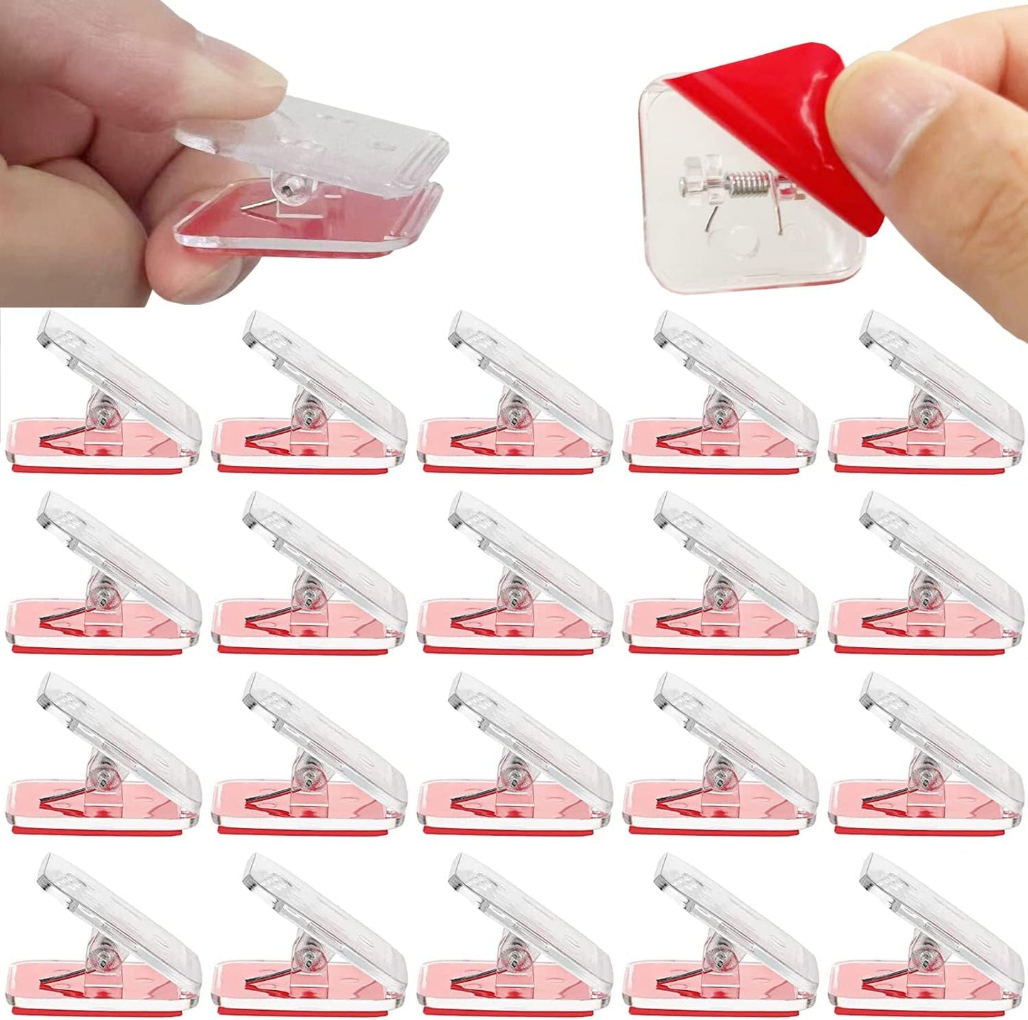 Self-Adhesive Clips - 20 Pieces Wall Clips for Photos & Tapestries | Double-Sided Sticky Holders