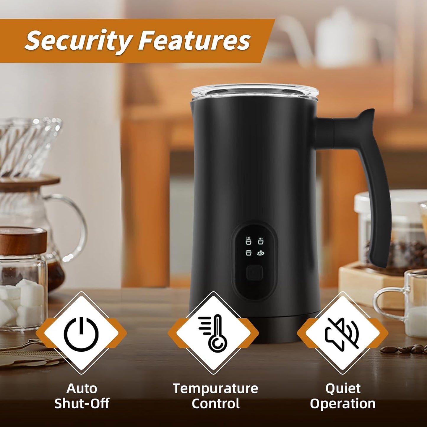 Skiennix Electric Milk Frother - 4-in-1 Automatic Steamer for Coffee | 350ml Warm & Cold Foam